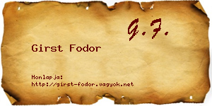 Girst Fodor névjegykártya